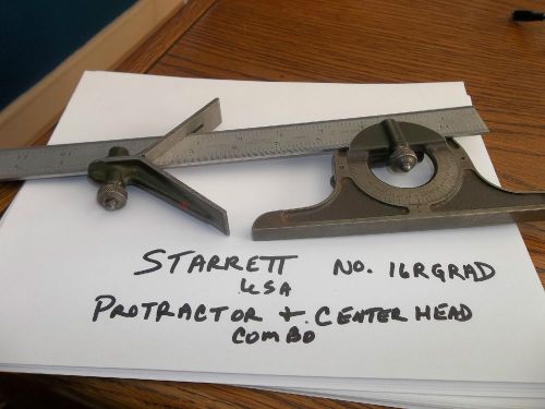 Starrett combo square level no.16rgrad   protractor &amp; center head for sale
