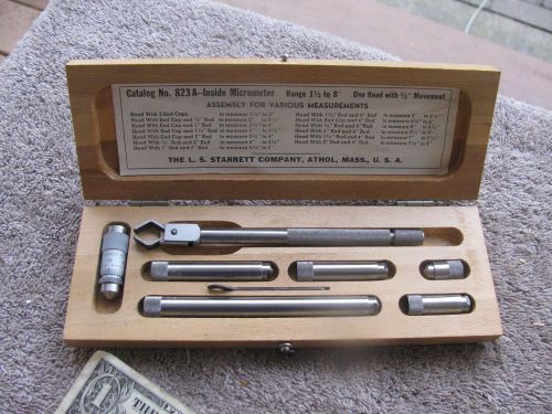 Starrett 823 1 1/2 to 8&#034; tubular inside micrometer satin toolmaker tool tools for sale