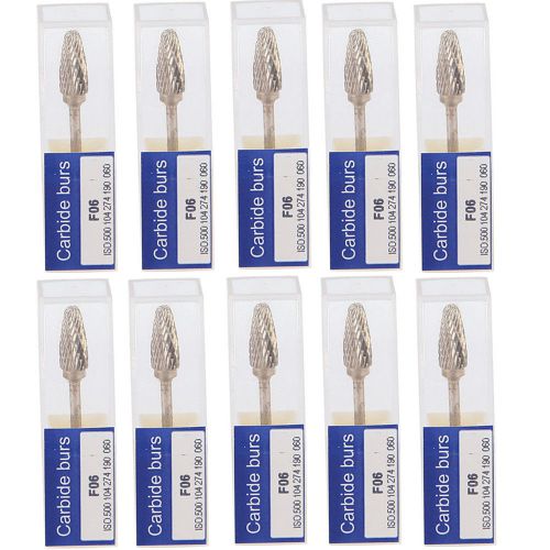 10 pcs 2.35mm F06 Carbide Burs drill for dental Lab MARATHON Polisher Handpiece