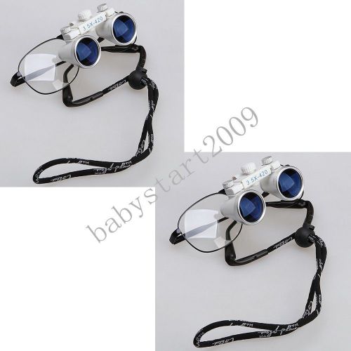 2 PCS New 3.5X 420 Dental Lab Surgical Loupes Binocular Magnifier Lens Glasses