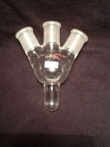 Reliance glass 25ml 3-neck round bottom flask w/bottom well 14/20 for sale