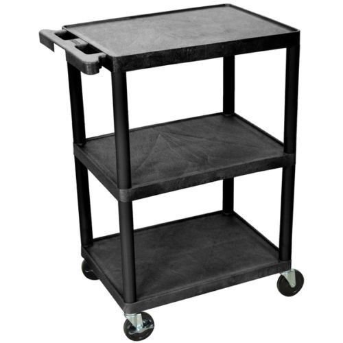 Utility cart 3 shelf with swivel casters black luxor lp34 for sale