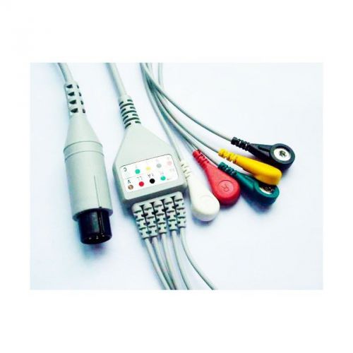 5-lead shielded ecg cable (non-detachable leads,snap)ra, rl, c, ll, la for sale