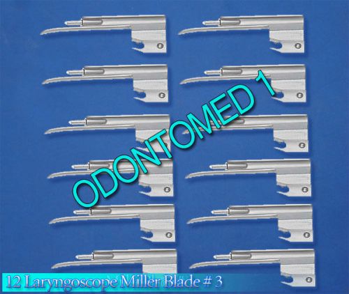 12 miller laryngoscope blades # 3 surgical emt anesthesia for sale