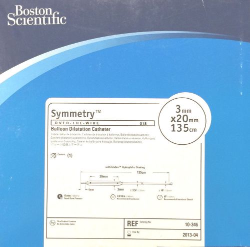 Boston scientific symmetry stiff shaft otw balloon dilatation cath, ref: 10-346 for sale