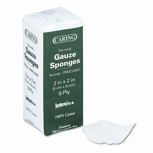 Medline Caring Woven Gauze Sponges, 2&#034; Wide, Nonsterile, 8-Ply, 200 Sponges/Pack