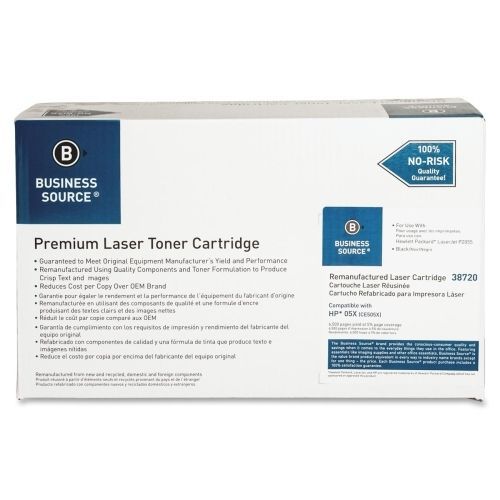 Business Source Remanufactured HP 05X Toner Cartridge -Black - 6500Pg- BSN38720