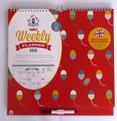 2015 Organized Mom Family Weekly Planner wall calendar with columns for 6 people