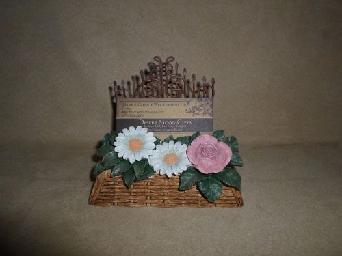 4 1/4&#034; floral business card holder by sandys office~made in the usa!, new in box for sale