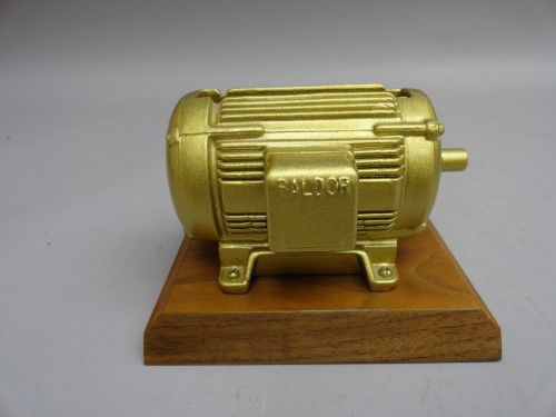 Baldor electric motor desktop business card holder advertising wood base 4&#034; tall