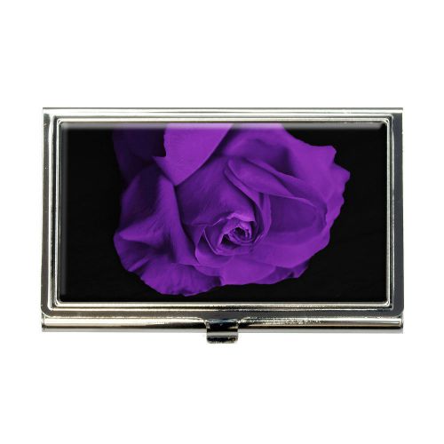 Rose Flower Purple Petals Business Credit Card Holder Case