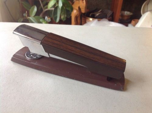 Vtg Mid Century Modern Wood Grain Chrome Swingline 333 Stapler Atomic Eames Era