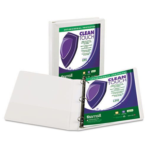 Clean Touch Locking D-Ring View Binder, 1&#034; Capacity, White