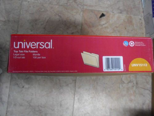 New 2PK UNIVERSAL UNV15112 File Folders, 1/2 Cut, One-Ply Top Tab, Legal, Manila