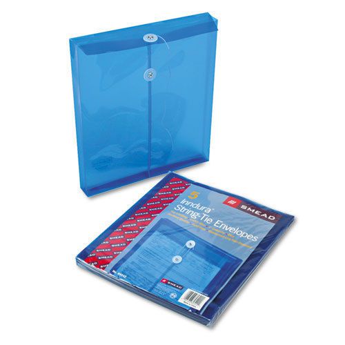 Poly String &amp; Button Envelope, 9 3/4 x 11 5/8 x 1 1/4, Blue, 5/Pack
