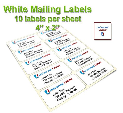 5000 - 4&#034;x2&#034; shipping labels - 10 labels per sheet- same size as 5163 template
