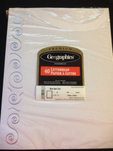 Geographics Geopaper Silver Swirl(Foil) Letterhead 8 1/2 X 11&#034;-33 Sheets Paper