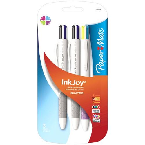 Paper Mate InkJoy Quatro Retractable Ink Pen Assorted 3 Pack 1832419