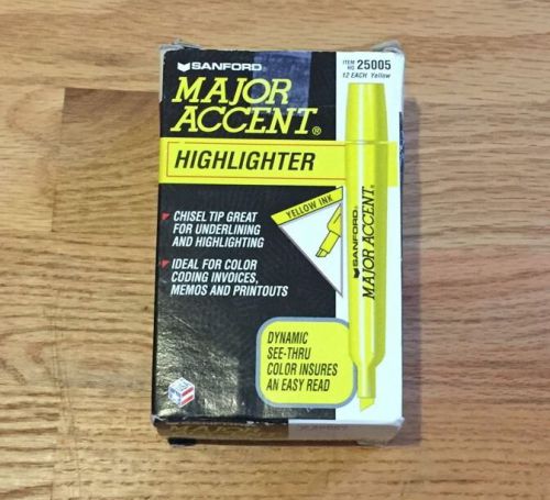 NEW NOS BOX 1994 SANFORD MAJOR ACCENT HIGHLIGHTER ITEM NO. 25005 YELLOW BOX 12