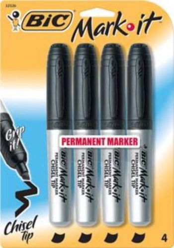 BIC Mark-It Chisel Tip Tank Style Marker Large Barrel Black 4 Count