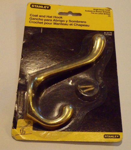 Stanley 75-9179 CD7068 Garment / Coat / Hat Hook Bright Brass Finish ~ NEW