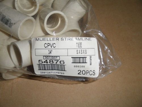 3/4&#034; CPVC TEE - MUELLER STREAMLINE- BAG OF 20 pcs