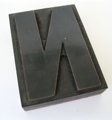 Letter n vtg wood type font letterpress printer&#039;s block 4&#034; initial industrial for sale