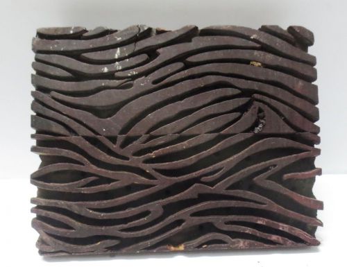 Vintage wooden hand carved textile print fabric block stamp bold deep grooves for sale