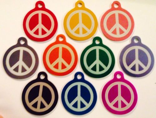 100 Peace 1-1/4 Circle W/tab Anodized aluminum Id Tag Pets Wholesale Bulk Blank