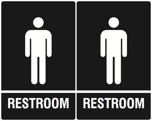 New Man Restroom Boys Room Sign White Black Wall Hanging Signs Set Of Two Men US