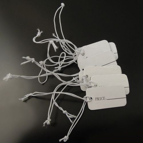 1000pcs 24*14mm White  Jewelry Paper Label Price Tag Elastic Hot 36346