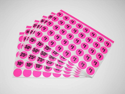 480 Garage Sale Price Stickers, Yard &amp; Rummage Sales, Price Tags, Fuchsia