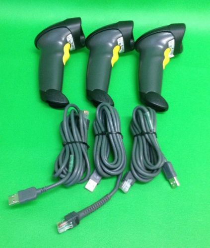 LOT OF 3 Symbol Barcode Scanner LS2208-SR20007R-UR w/USB cables