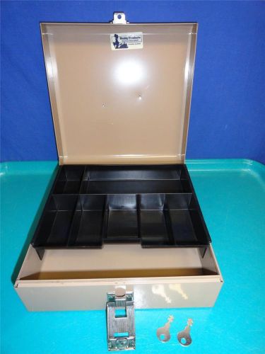 NEW Buddy Products Brown Cash Box Steel Locking Money Tray  2 keys     O36