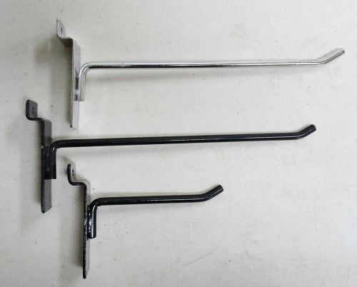 Lot of 30 Black &amp; Chrome Slat-wall Hooks Display Pegs 4&#034; 8&#034; Long Store Display