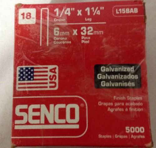 Senco L15BAB 18ga 1/4&#034; Crown 1-1/4&#034; Chisel Point Galvanized Staples Box 5000 D39