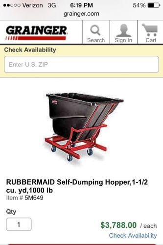 Self-Dumping Hopper, 1-1/2 cu. yd, 1000 lb