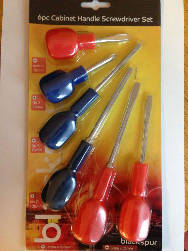 6pc CABINET HANDLE SCREWDRIVER SET, BNIP, FLAT + PHILLIPS, &#034;FAST DISPATCH!!&#034;