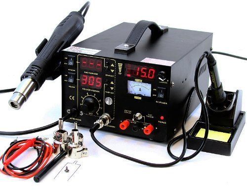 3 in 1 853D Rework Soldering Station Hot Air Gun Solder Iron DC Power Supply