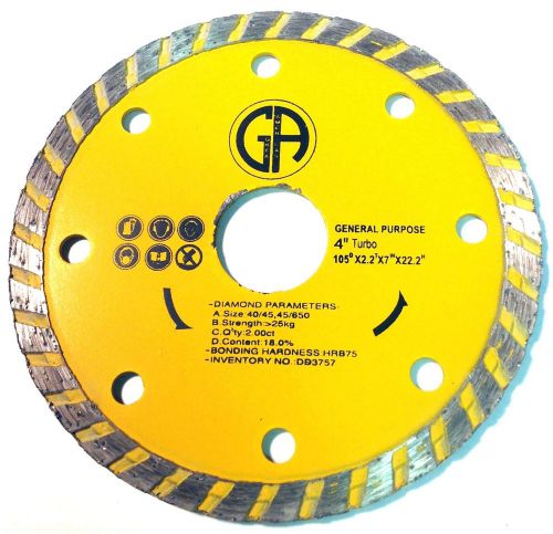 4&#034; GA Diamond Saw Blade Turbo, sintered for General Purpose DB3757