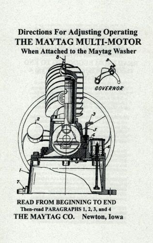 Directions for maytag multi-motor gas engine wringer washer motor hit miss for sale