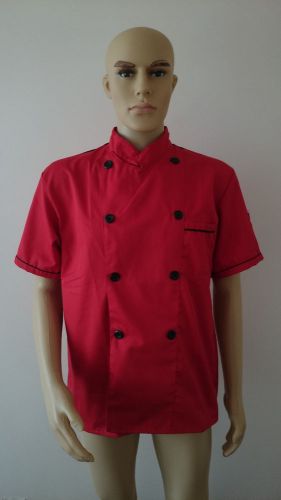 Short sleeve classic kitchen cook chef waiter waitress coat uniform jacket red for sale