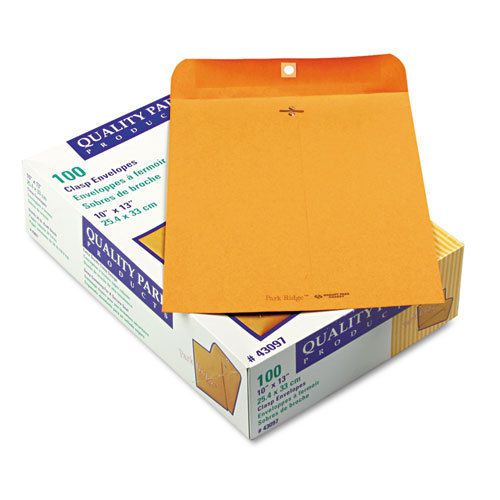 Park Ridge Kraft Clasp Envelope, 10 x 13, Brown Kraft, 100/Box