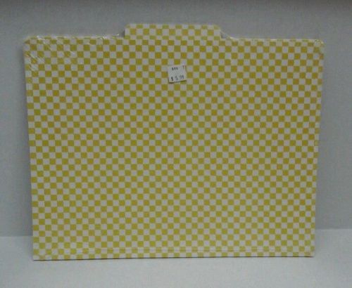 NEW!! File Folders Set of 12 YELLOW CHECK DESIGN