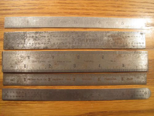 5 machinist rules scales decimal equivalents, Starrett, General, Millers Falls