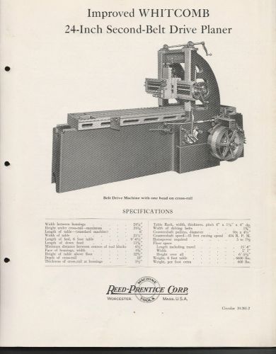 Circular 1927 Reed Prentice Machine Tools Improved Whitcomb 24 Inch Second