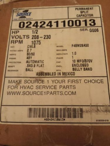 NOS Source1 Condenser fan motor 1/2 HP 208-230 V 1075 RPM #02424110013 F48M28A50