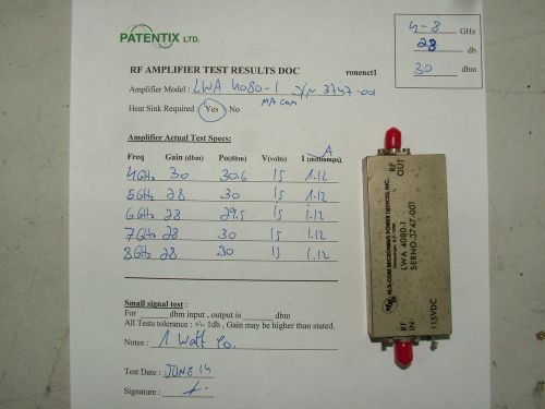 4 - 8GHz RF POWER AMPLIFIER 1 WATT LWA4080-1 INV2