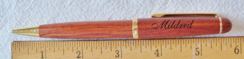 PERSONALIZED &#034;MILDRED&#034; LASER ENGRAVED ALASKA &amp; EAGLE ROSEWOOD CLIP BALLPOINT PEN