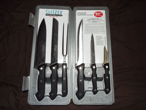 6 Pc Slitzer CUTLERY KNIFE SET  Stainless Steel w Case